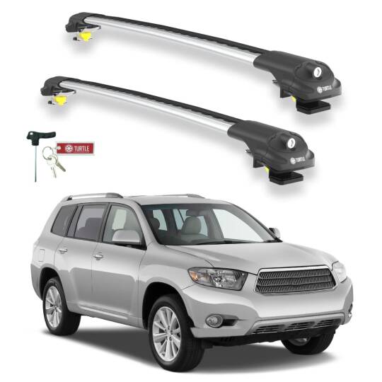 TURTLE Fits Toyota Highlander (Xu40) 2008-2013 Roof Rack Air1 Silver