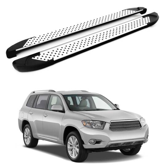 TURTLE Fits Toyota Highlander (Xu40) 2008-2013 Side Step Sapphire V1 Silver