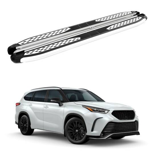 TURTLE Fits Toyota Highlander (Xu50) 2014-2019 Side Step Plus Silver