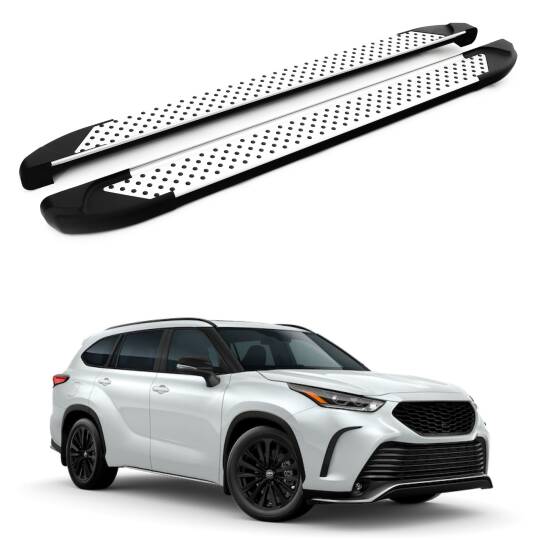 TURTLE Fits Toyota Highlander (Xu50) 2014-2019 Side Step Sapphire V1 Silver