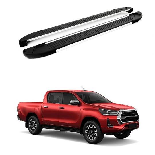 TURTLE Fits Toyota Hilux Revo 2015-2025 Side Step Another Silver