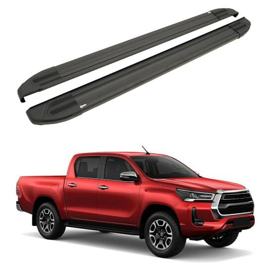 TURTLE Fits Toyota Hilux Revo 2015-2025 Side Step Brillant Black