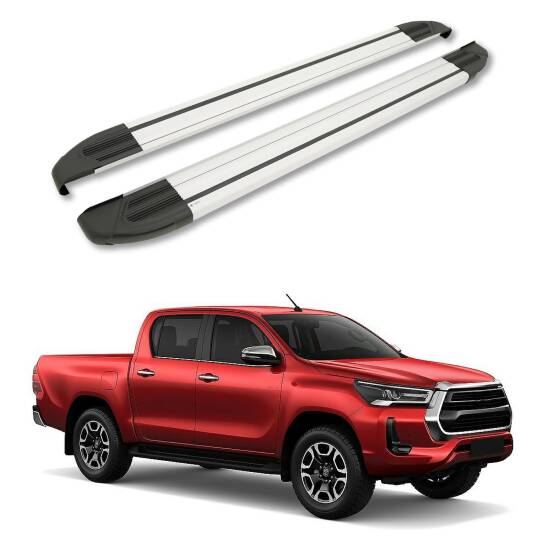 TURTLE Fits Toyota Hilux Revo 2015-2025 Side Step Brillant Silver