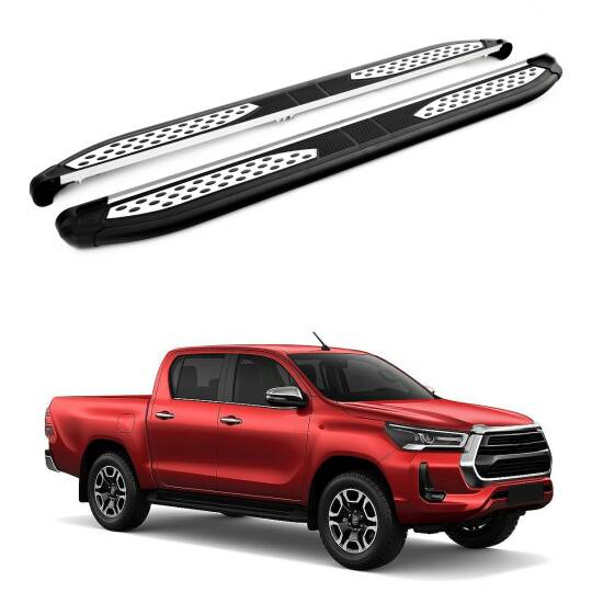 TURTLE Fits Toyota Hilux Revo 2015-2025 Side Step Plus Black