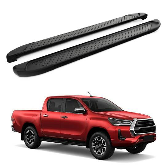 TURTLE Fits Toyota Hilux Revo 2015-2025 Side Step Sapphire V1 Black