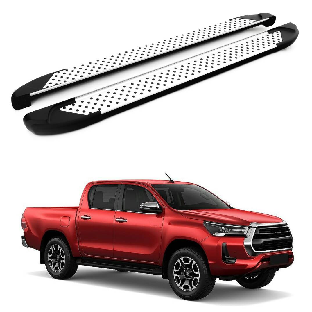 TURTLE Fits Toyota Hilux Revo 2015-2025 Side Step Sapphire V1 Silver - 1