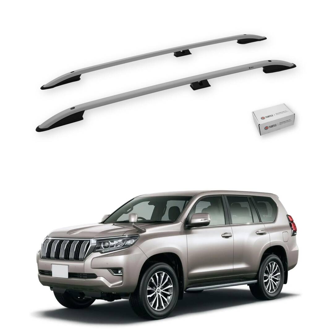 TURTLE Fits Toyota Land Cruiser Prado (J150) 2010-2023 Roof Rail Crown Silver - 1