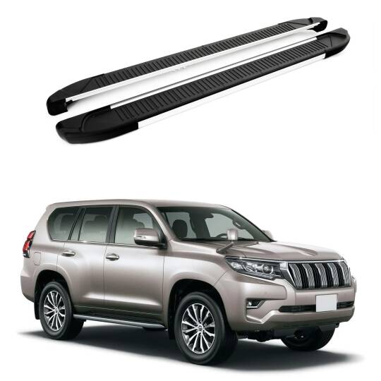 TURTLE Fits Toyota Land Cruiser Prado (J150) 2010-2023 Side Step Another Silver