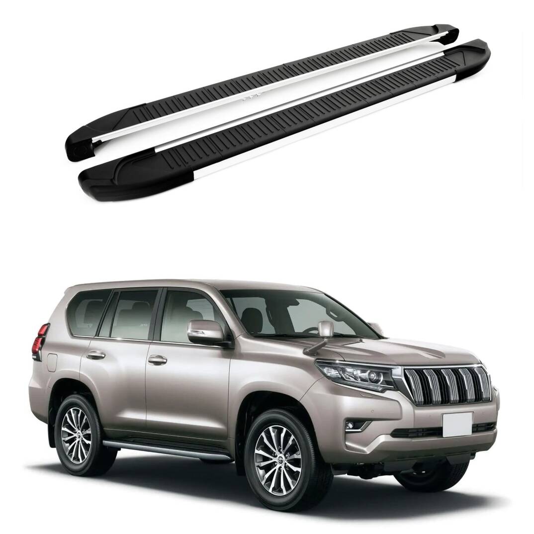 TURTLE Fits Toyota Land Cruiser Prado (J150) 2010-2023 Side Step Another Silver - 1