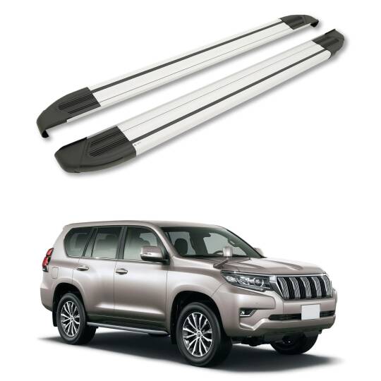 TURTLE Fits Toyota Land Cruiser Prado (J150) 2010-2023 Side Step Brillant Silver