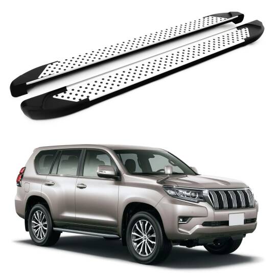 TURTLE Fits Toyota Land Cruiser Prado (J150) 2010-2023 Side Step Sapphire V1 Silver