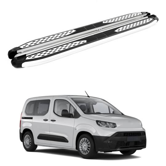 TURTLE kompatibel mit Toyota Proace City 2019-2025 / Lange Version Trittbrett Plus Grau