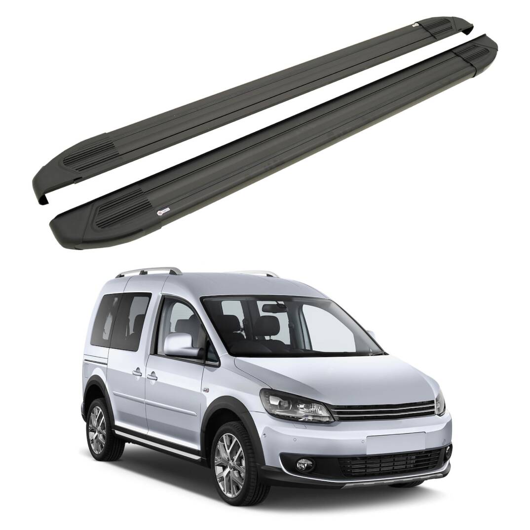 TURTLE Fits Volkswagen Caddy (2K) 2003-2019 / Lwb Side Step Brillant Black - 1