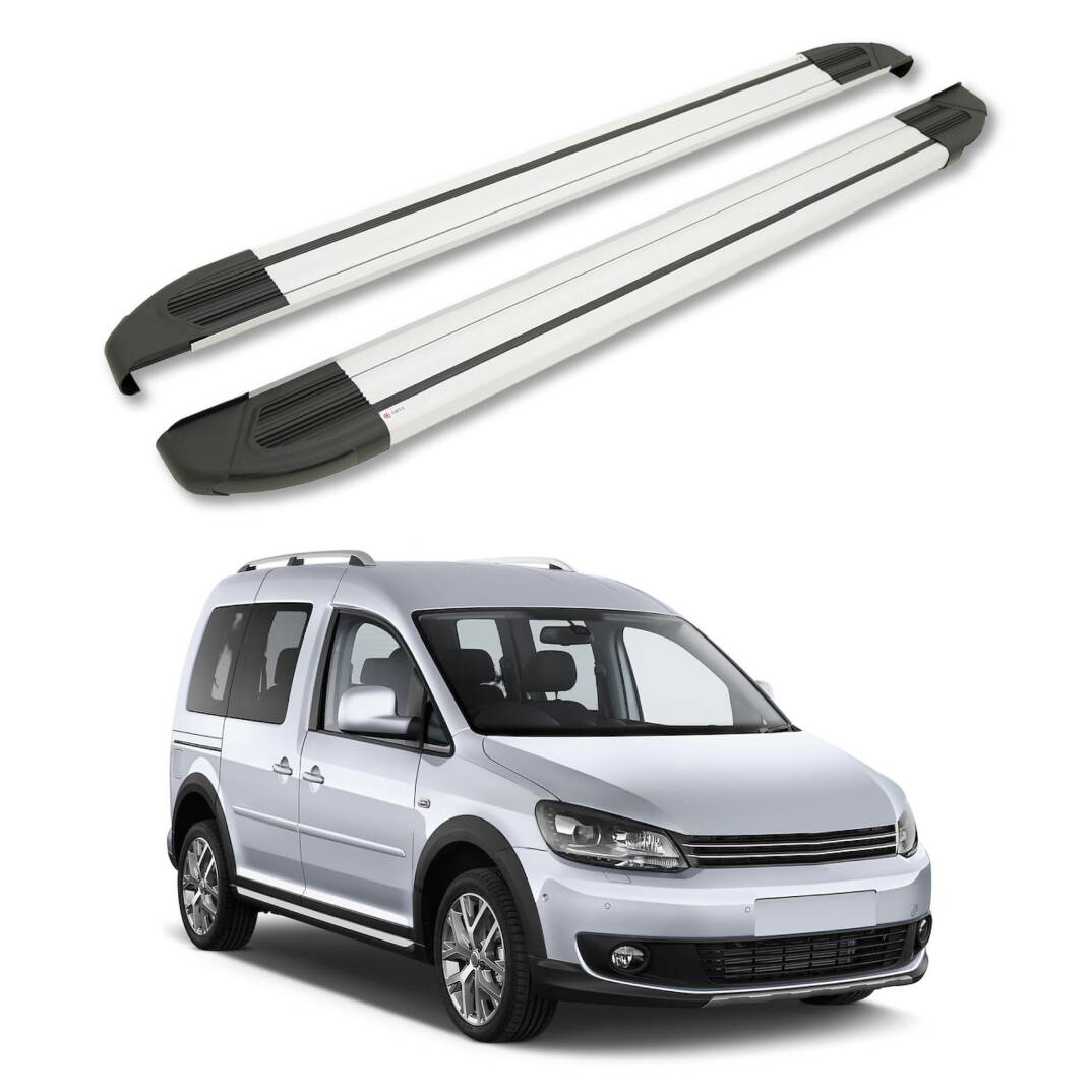 TURTLE Fits Volkswagen Caddy (2K) 2003-2019 / Lwb Side Step Brillant Silver - 1