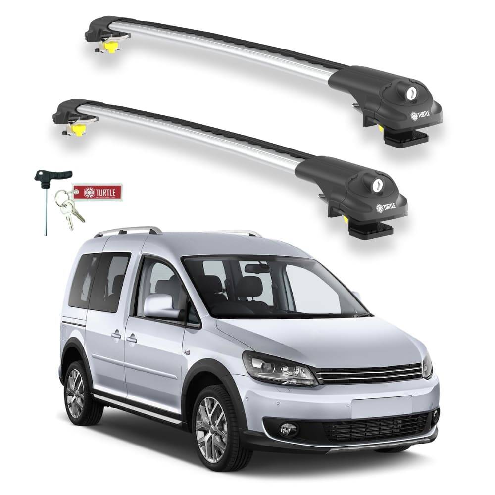 TURTLE Fits Volkswagen Caddy (2K) 2003-2019 Roof Rack Air1 Silver - 1