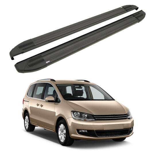 TURTLE Fits Volkswagen Sharkan (7N) 2010-2020 Side Step Brillant Black