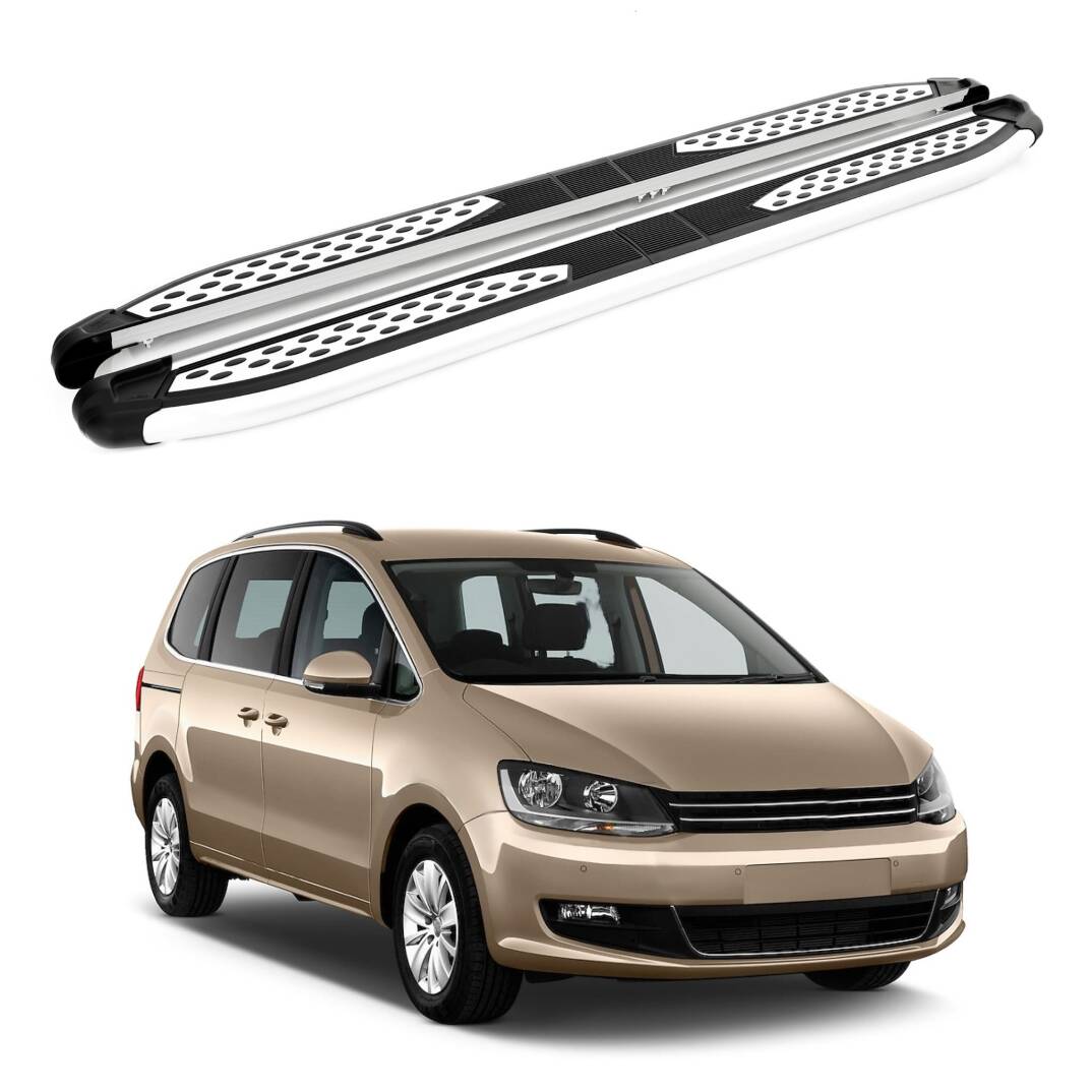 TURTLE Fits Volkswagen Sharkan (7N) 2010-2020 Side Step Plus Silver - 1