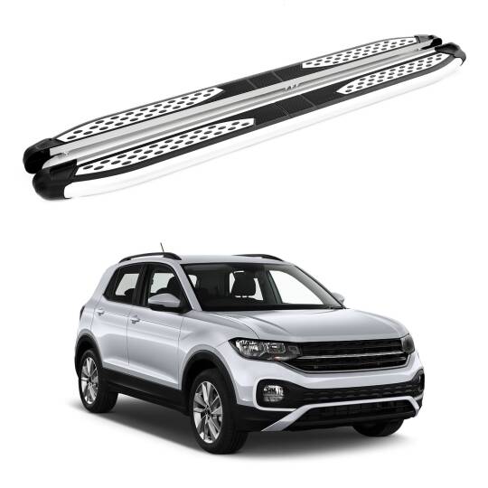 TURTLE Fits Volkswagen T-Cross (C11) 2019-2025 Side Step Plus Silver