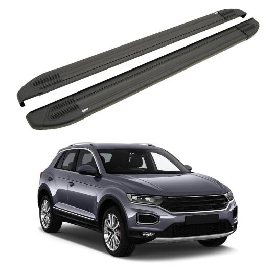 TURTLE Fits Volkswagen T-Roc 2017-2025 Side Step Brillant Black
