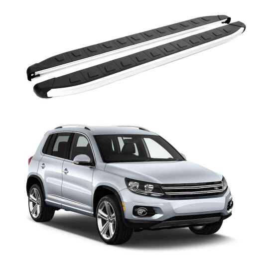 TURTLE Fits Volkswagen Tiguan (5N) 2007-2016 Side Step Alyans Silver