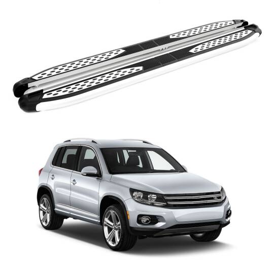 TURTLE Fits Volkswagen Tiguan (5N) 2007-2016 Side Step Plus Silver