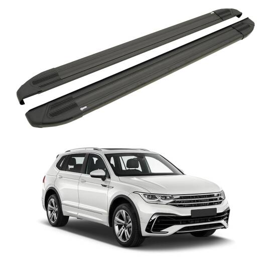 TURTLE Fits Volkswagen Tiguan Allspace (Ad/Bw) 2018-2023 Side Step Brillant Black