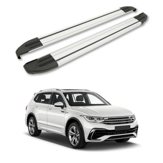 TURTLE Fits Volkswagen Tiguan Allspace (Ad/Bw) 2018-2023 Side Step Brillant Silver