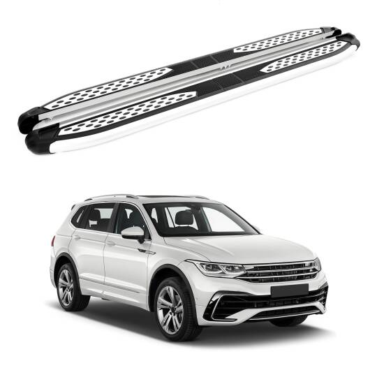 TURTLE Fits Volkswagen Tiguan Allspace (Ad/Bw) 2018-2023 Side Step Plus Silver