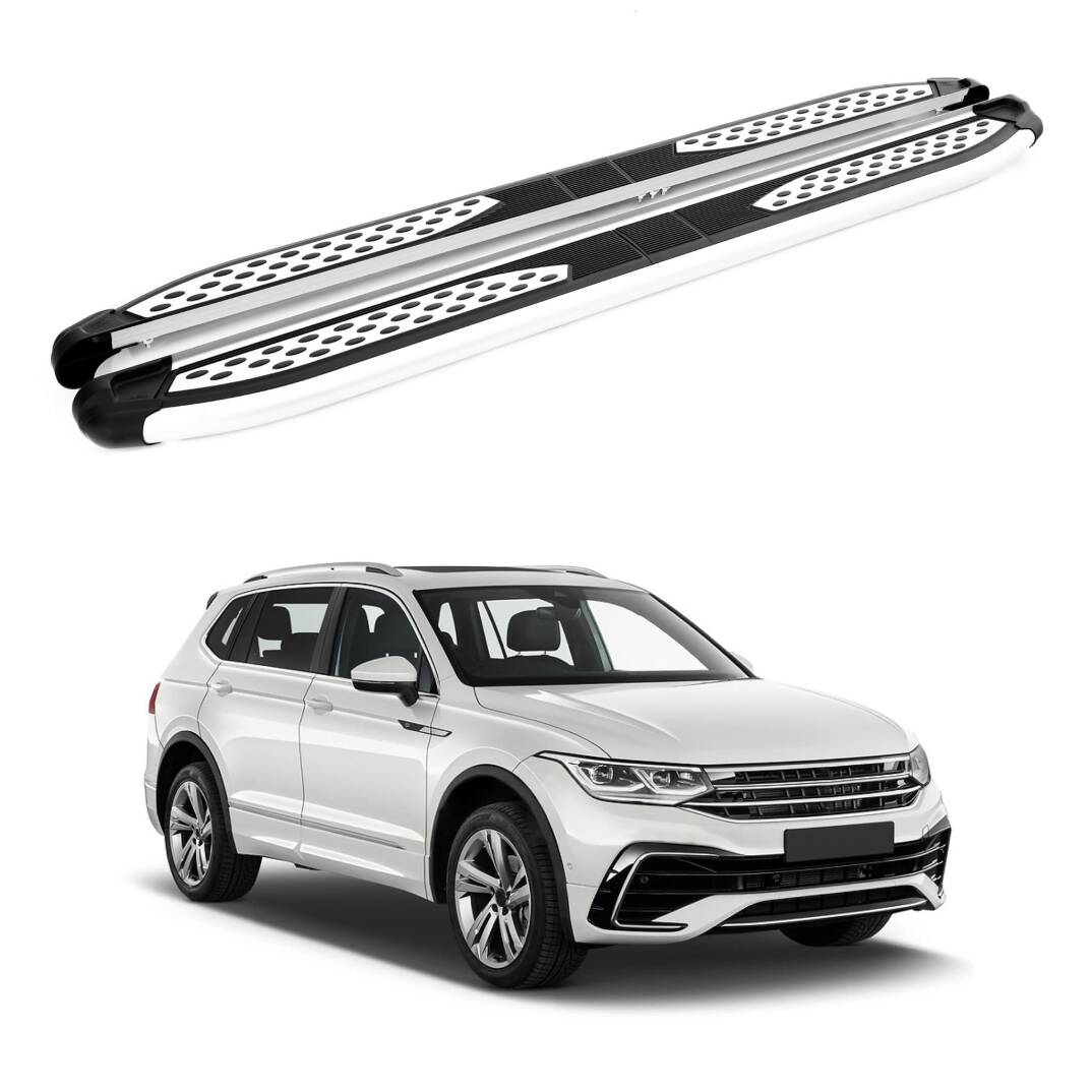 TURTLE Fits Volkswagen Tiguan Allspace (Ad/Bw) 2018-2023 Side Step Plus Silver - 1