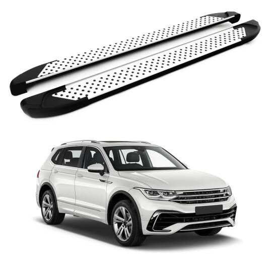 TURTLE Fits Volkswagen Tiguan Allspace (Ad/Bw) 2018-2023 Side Step Sapphire V1 Silver