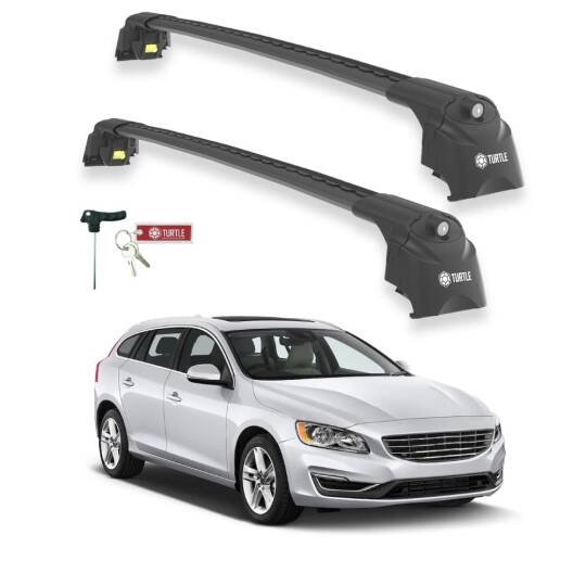 TURTLE Fits Volvo V60 2011-2018 Roof Rack Air2 Black