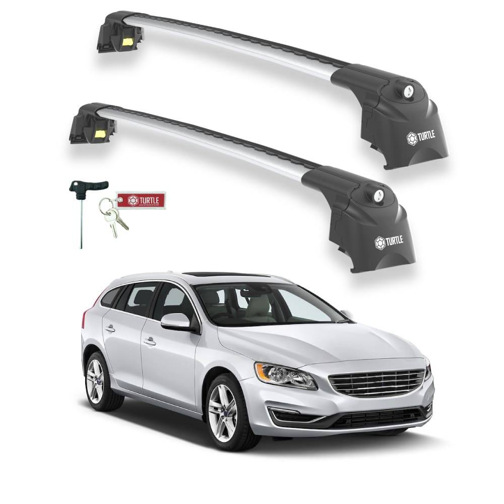 TURTLE Fits Volvo V60 2011-2018 Roof Rack Air2 Silver - 1