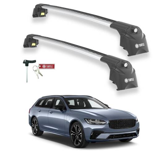 TURTLE Fits Volvo V90 (Eu) 2017-2025 Roof Rack Air2 Silver