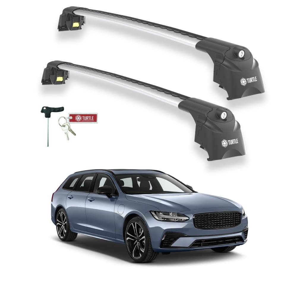 TURTLE Fits Volvo V90 (Eu) 2017-2025 Roof Rack Air2 Silver - 1